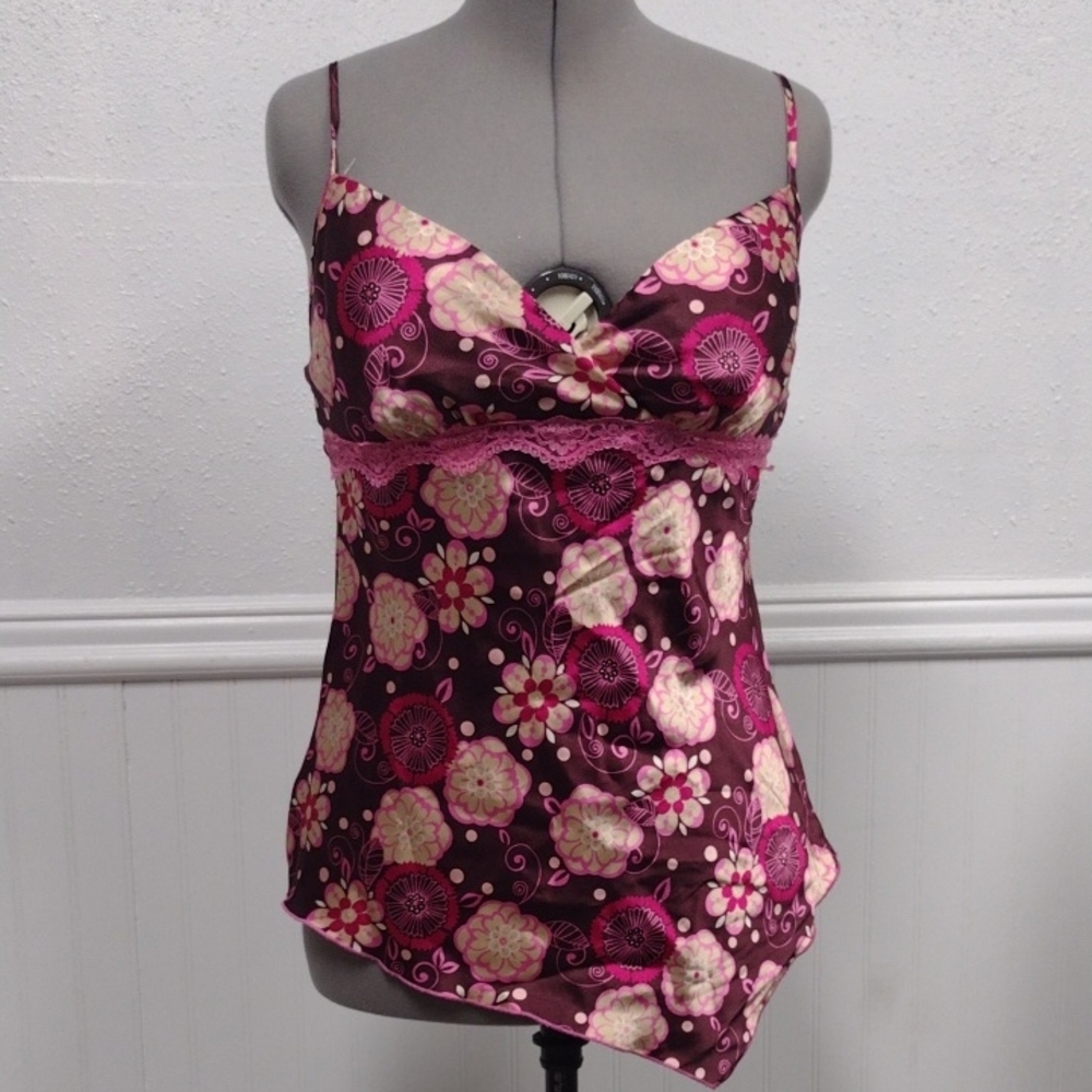 Halo Y2K Pink and Brown Floral Camisole Babydoll Style